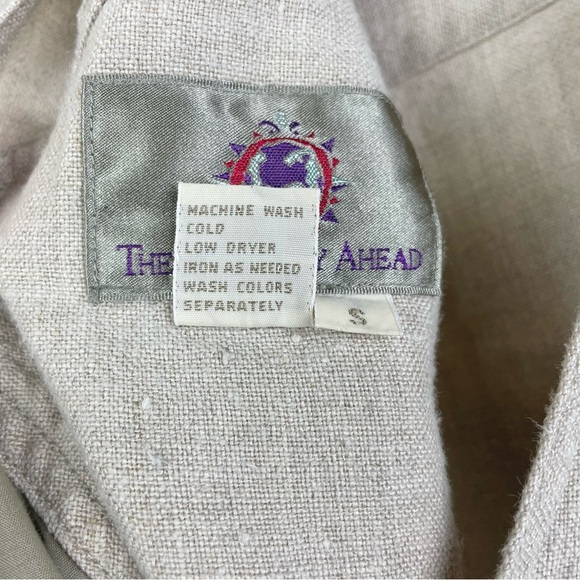 VTG The Territory Ahead Women's Small 100% Linen Tan Cinch Back Overall Shorts - Picture 15 of 16